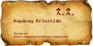 Kopácsy Krisztián névjegykártya